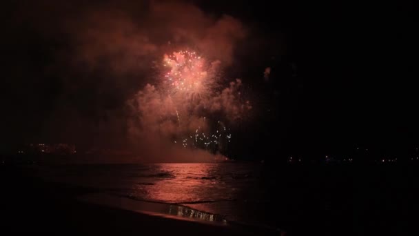 Night Festive Fireworks Dark Sky — Stockvideo