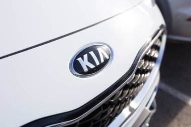 Barcelona, Spain - January 12: Hybrid designation on a car