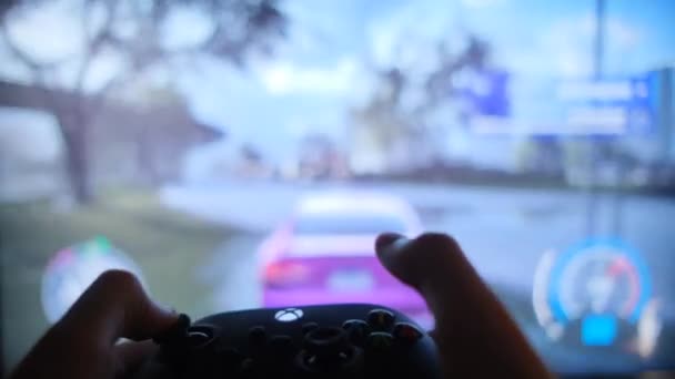 Joystick Controller Giocare Sulla Nuova Console Xbox Serie Luglio 2021 — Video Stock