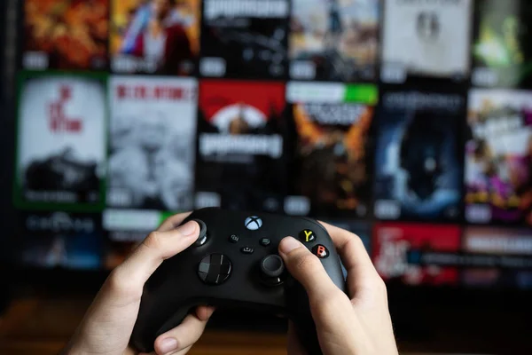 Controlador Joystick Para Jugar Nueva Consola Xbox Serie Tarragona España —  Fotos de Stock