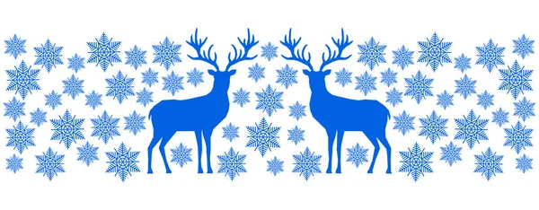 圣诞蓝色图案 新年快乐的背景 圣诞驯鹿 贺卡的矢量装饰 — 图库矢量图片