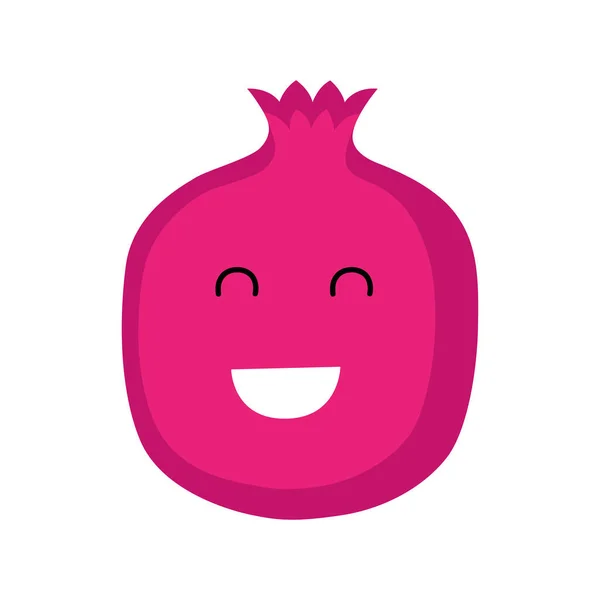 Pomegranate Cute Funny Cartoon Garnet Character Emotions Food Smilie Vector — Stock Vector