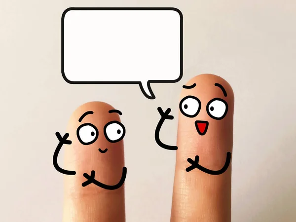 Dois Dedos São Decorados Como Duas Pessoas Deles Está Perguntar — Fotografia de Stock