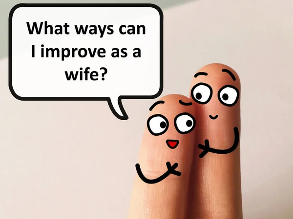 Two Fingers Decorated Two Person Discussing Problems Marriage One Them — Stock Photo, Image