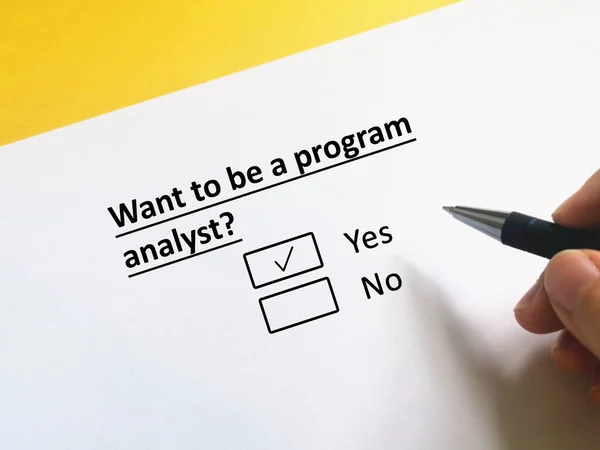 One Person Answering Question His Ambition Wants Program Analyst — Stock Photo, Image