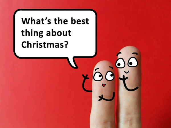 Два Пальці Прикрашені Дві Людини Один Запитує Одне Найкраще Різдві — стокове фото