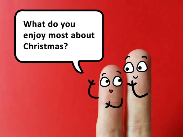 二本の指が二人として飾られている クリスマスの一番の楽しみは何ですか — ストック写真