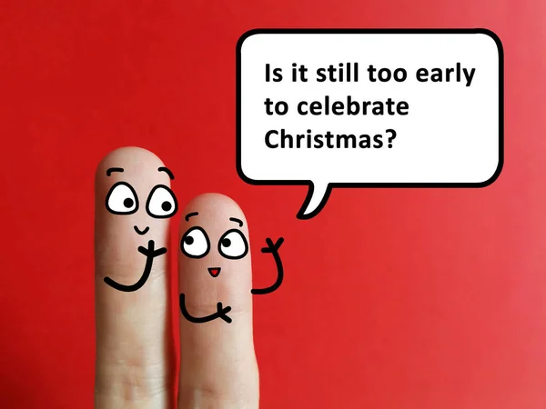 二本の指が二人として飾られている クリスマスを祝うにはまだ早すぎるかどうかを尋ねる人もいます — ストック写真