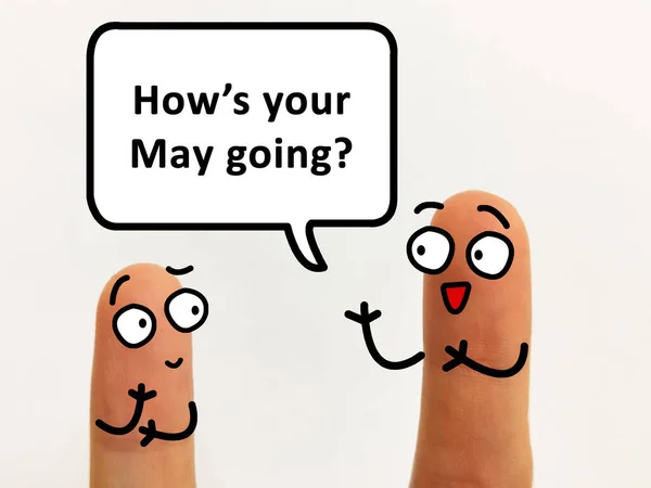 Two Fingers Decorated One Person Asking Another How His May — 图库照片