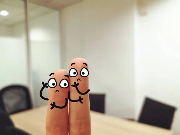 Two Fingers Decorated Two Person Work Place Worrying Job — Stock Photo, Image