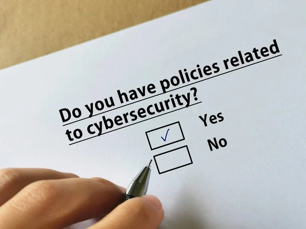 One Person Answering Question Cybersecurity Person Has Policies Related Cybersecurity — Stock Photo, Image