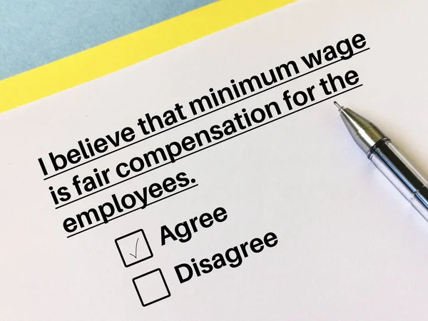 One Person Answering Question Social Inequality Person Believes Minimum Wage — Stock Photo, Image