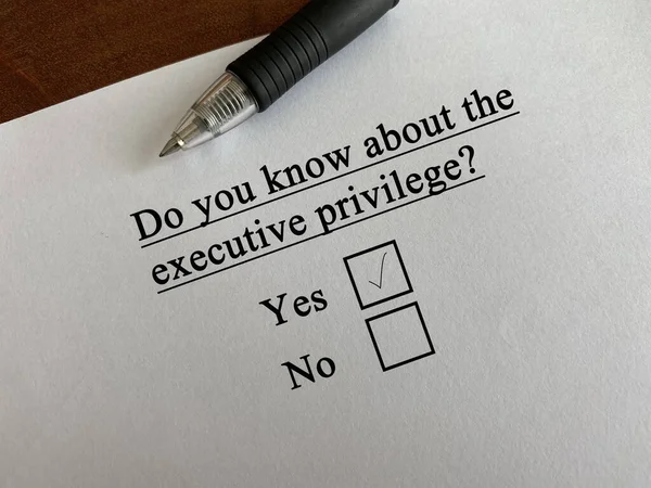 One Person Answering Question Politics Knows Executive Priviledge — Stok fotoğraf