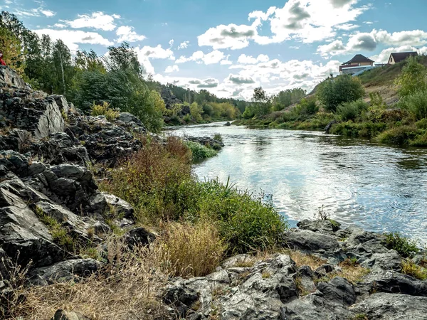 Όχθες Του Ποταμού Miass Κοντά Στο Χωριό Prokhorovo Κοντά Στην — Φωτογραφία Αρχείου