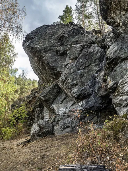 Caves in basalt rocks near the Balandino — Stock Photo, Image