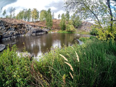 Miass Nehri kıyısında Chelyabinsk yakınlarındaki Balandino köyünde, Güney Urallar, Rusya, balık gözü