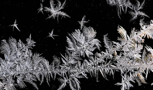 Фантастичні Красиві Морозні Візерунки Віконному Склі — стокове фото