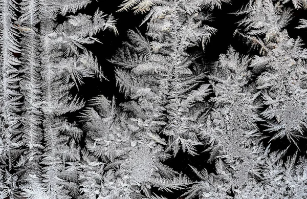 Fantastiska Vackra Frostiga Mönster Fönsterglaset — Stockfoto