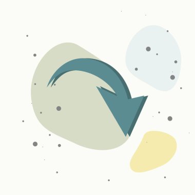 Ok aşağıya bakıyor. Çok renkli arkaplanda ok vektör simgesi. Kolayca düzenlemek için katmanlar gruplandırıldı. Tasarımın için..