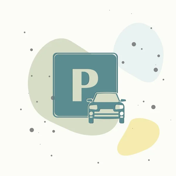 Wektorowa Ilustracja Strefy Parkowania Znak Parkingowy Ikona Samochodu Kolorowym Tle — Wektor stockowy