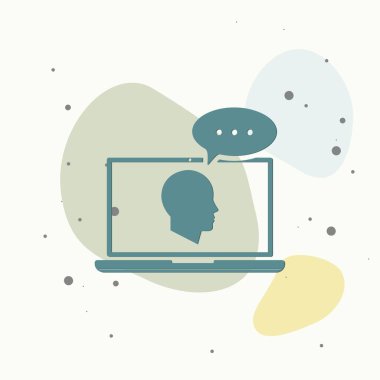 Çevrimiçi eğitim ikonu. Uzaktan ağ eğitimi. Çevrimiçi öğrenmenin sembolü, çok renkli arka planda webinar. Kolayca düzenlemek için katmanlar gruplandırıldı. Tasarımın için..