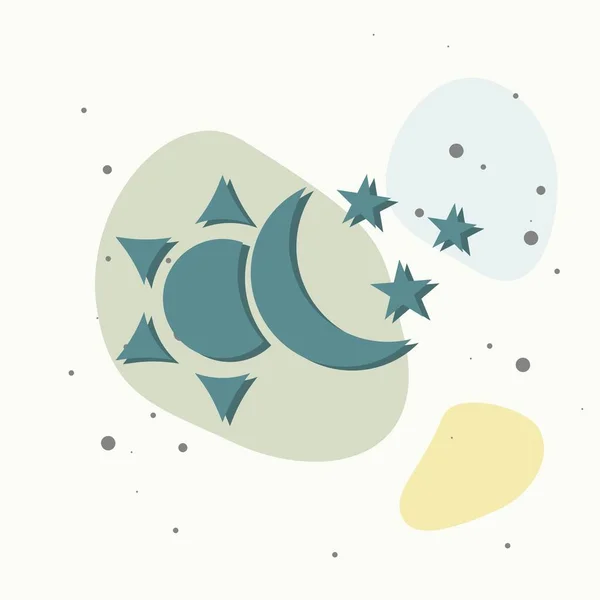 Sol Luna Con Icono Del Vector Estrellas Símbolo Del Cambio — Vector de stock