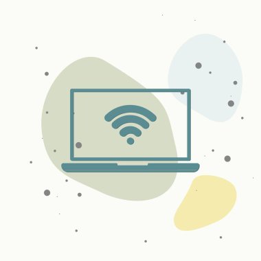 Wi-Fi vektör simgesi. Çok renkli arka planda bilgisayar illüstrasyonunda Wi-Fi. Kolayca düzenlemek için katmanlar gruplandırıldı. Tasarımın için..