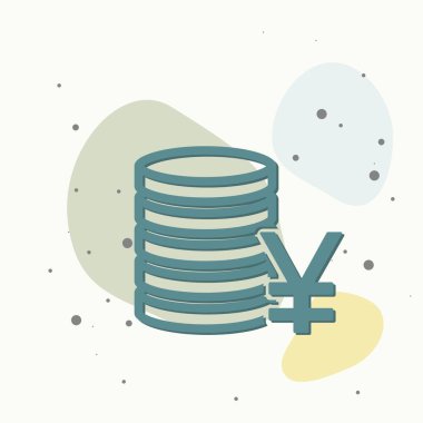 Yen simgesi. Çok renkli arka planda Japon para biriminin sembolü. Kolayca düzenlemek için katmanlar gruplandırıldı. Tasarımın için..