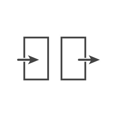 Açık kapı vektör simgesi. Beyaz izole arka planda Oda girişini veya çıkışını gösteren simge. Kolay düzenleme çizimi için gruplandırılmış katmanlar. Tasarımınız için.