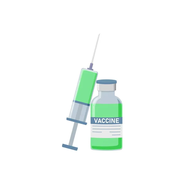 Vektor Ikon Spruta Med Vaccin Vit Isolerad Bakgrund Lager Grupperade — Stock vektor