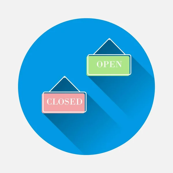 Geöffnetes Und Geschlossenes Tellersymbol Auf Blauem Hintergrund Flaches Bild Mit — Stockvektor