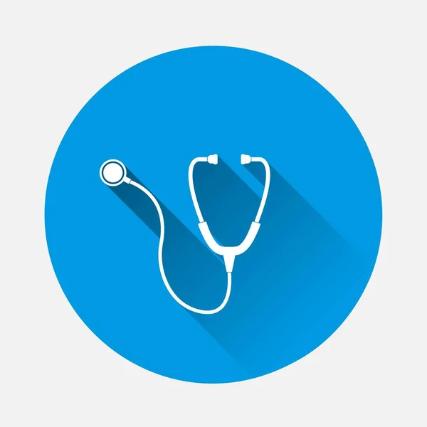 Vector Icon Medical Phonendoscope Icon Blue Background Flat Image Long — Stock Vector