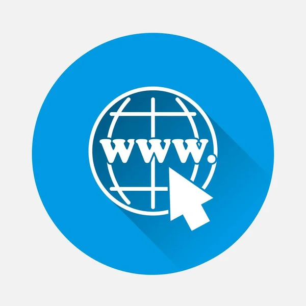 Icône Internet Web Sur Fond Bleu Image Plate Avec Ombre — Image vectorielle