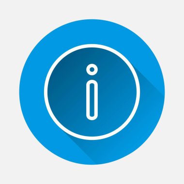 Mavi arkaplanda vektör simgesi bilgi simgesi. Uzun gölgeli düz bir görüntü. Kolayca düzenlemek için katmanlar gruplandırıldı. Tasarımın için..