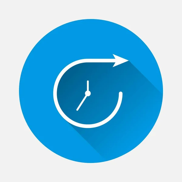 Reloj Con Flecha Iconon Fondo Azul Imagen Plana Con Sombra — Vector de stock