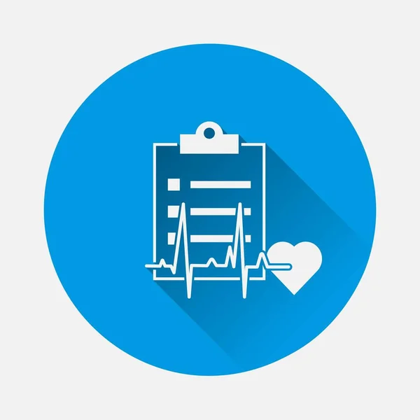 Herzfrequenz Und Krankschreibung Vektor Symbol Auf Blauem Hintergrund Flaches Bild — Stockvektor