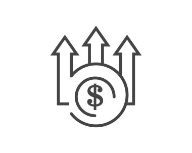  Beyaz izole edilmiş arka planda vektör para gelir simgesi. Kolayca düzenlemek için katmanlar gruplandırıldı. Tasarımın için..