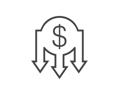  Beyaz izole edilmiş arka planda vektör para gelir simgesi. Kolayca düzenlemek için katmanlar gruplandırıldı. Tasarımın için..