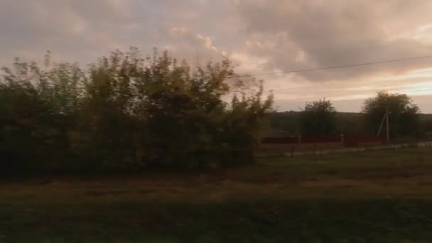 View Train Window Sunset Time Autumn High Quality Fullhd Footage — Stock video