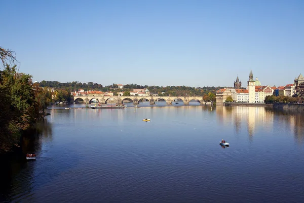 Praag Tsjechië Oktober 2021 Zicht Rivier Vltava Met Oude Binnenstad — Stockfoto