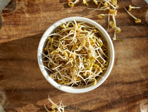 Fresh Fenugreek Sprouts Bowl Top View — Stock Photo, Image