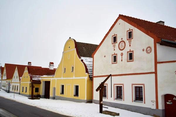 Holasovice Τσεχικη Δημοκρατια Ιανουαριου 2022 Σπίτια Αγροτικό Μπαρόκ Στυλ Στη — Φωτογραφία Αρχείου
