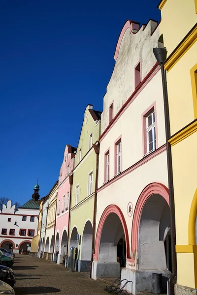 Nove Mesto Nad Metuji República Checa Febrero 2022 Casas Coloridas —  Fotos de Stock