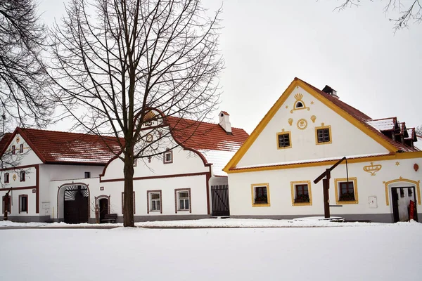 Holasovice Τσεχικη Δημοκρατια Ιανουαριου 2022 Σπίτια Αγροτικό Μπαρόκ Στυλ Στη — Φωτογραφία Αρχείου