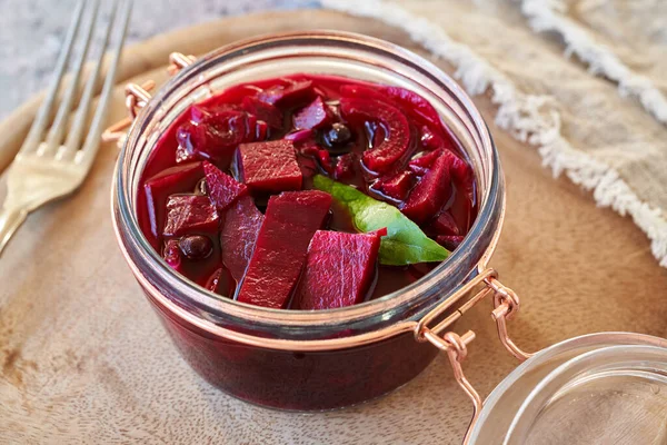 Gefermenteerde Rode Biet Kvass Een Glazen Pot Probiotisch Voedsel — Stockfoto