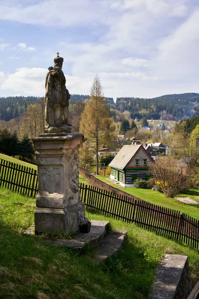 Krystofovo Udoli Tschechische Republik April 2022 Barockstatue Einem Dorf Und — Stockfoto