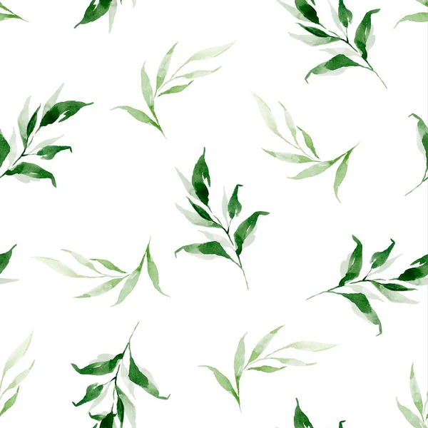 Watercolour Green Floral Seamless Pattern Leaves — Stock Photo, Image