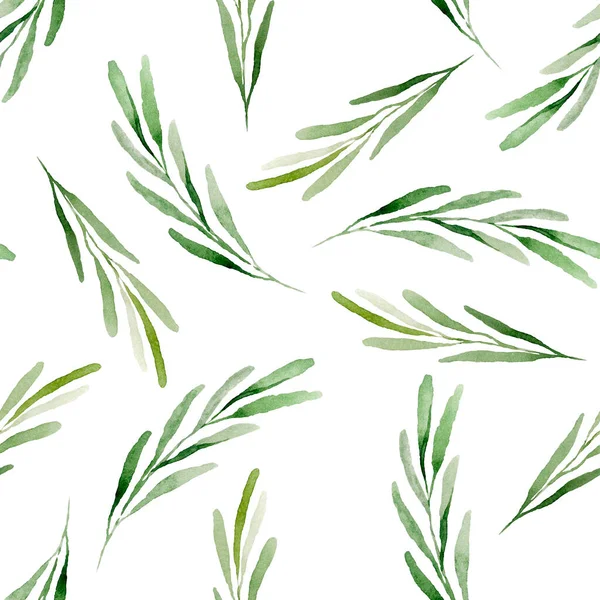 Watercolour Green Floral Seamless Pattern Olive Leaves — Stock Photo, Image