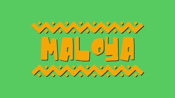 Maloya非洲风格的音乐 4K彩色视频动画卡通文字在绿色屏幕背景 用于全国音乐节 音乐会 播客和播客的非洲流行音乐 — 图库视频影像