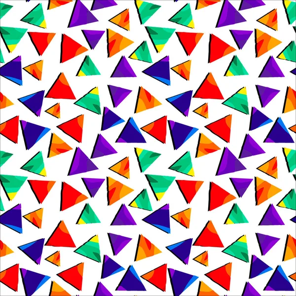 Colored Triangles Seamless Pattern Funny Cartoon Multicolored Triangles Background Packaging — Stock Vector